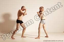 Underwear Martial art Man - Man White Moving poses Slim Short Blond Dynamic poses Academic